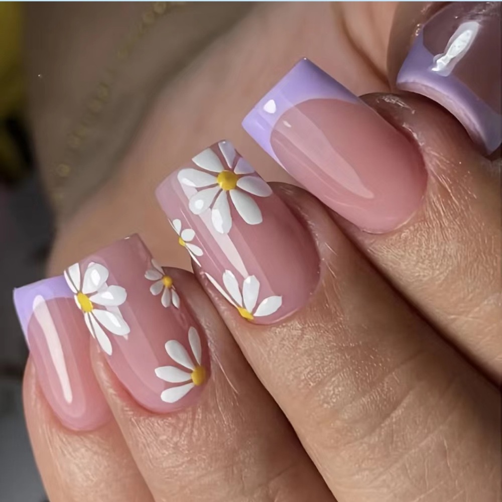 MixNmatch 2/$9
 French tip floral mixed press on/ glue on nail set NWT